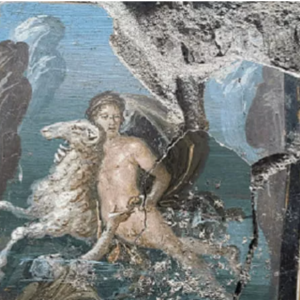 Pompei, riaffiora uno splendido affresco di Frisso e Elle: i due profughi in mare nell’antica Grecia